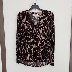 Dana Buchman Women’s Black Long Sleeve Abstract Blouse Small